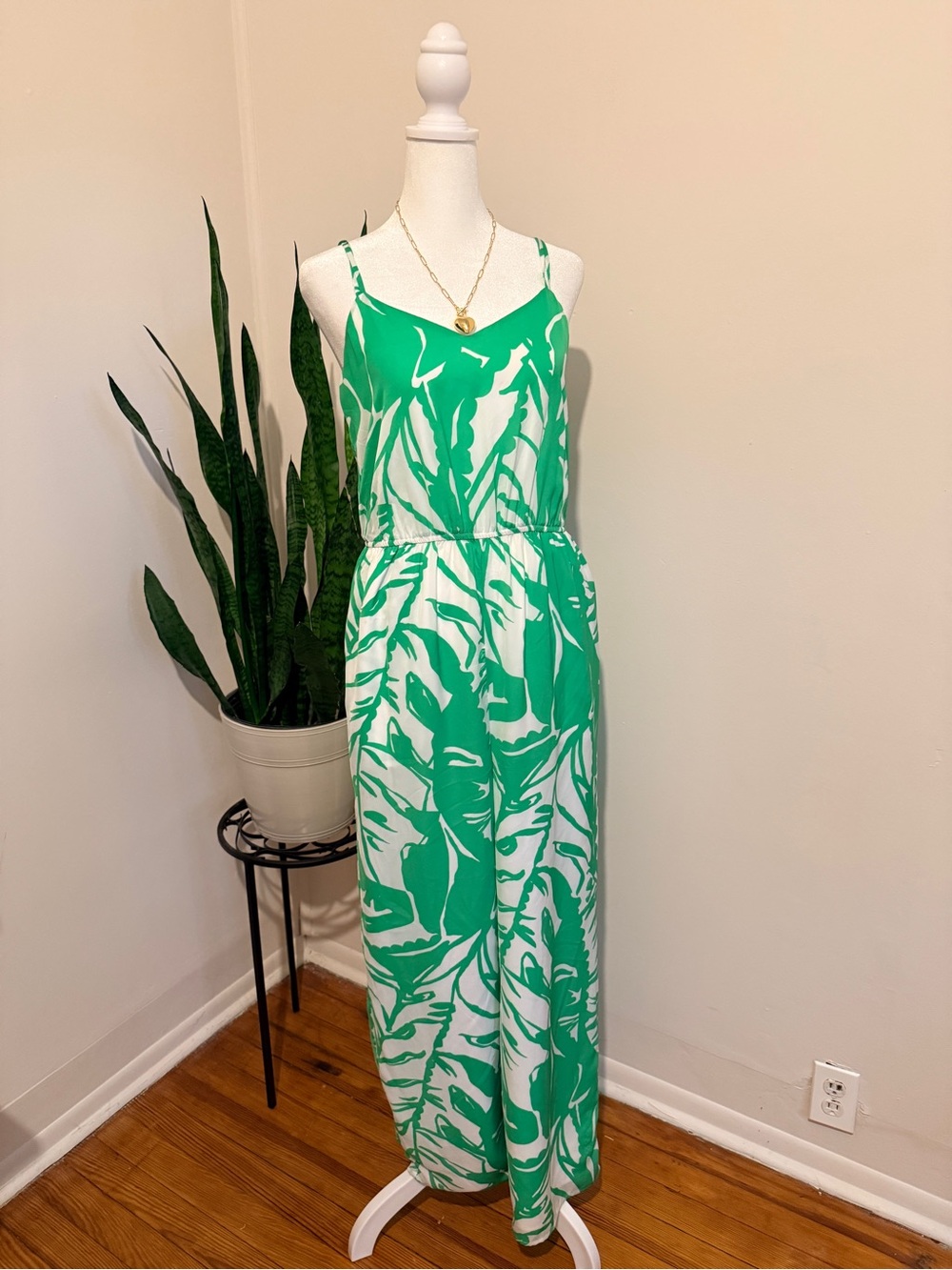 Lilly Pulitzer | Green & White Leaf-Print Jumpsuit